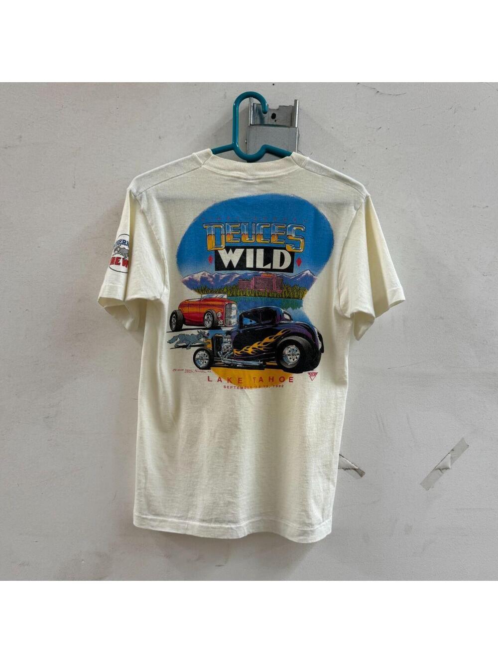 Vintage 1993 Lake Tahoe "Deuces Wild" Hot Rod Graphic T-Shirt